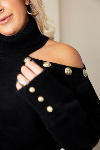 GOLDEN HOUR OFF THE SHOULDER SWEATER (Black) - ELAN