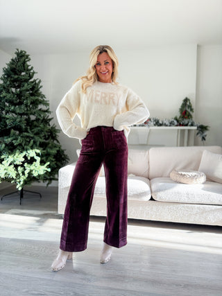 AUDREY WIDE LEG PANT CORDUROY (FIG) - DEAR JOHN
