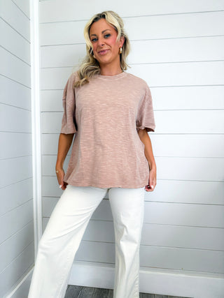 Round Neck Oversized Tee (Taupe)