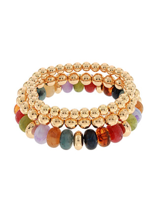 3 Row Marble & CCB Bead Bracelet