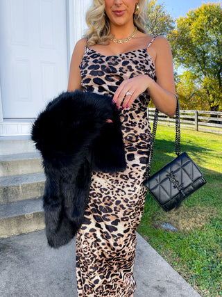 LEOPARD MESH MAXI DRESS