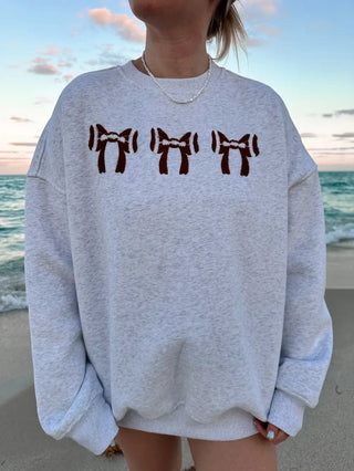 FOOTBALL BOWS EMBROIDER SWEATSHIRT