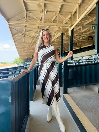 Davina Bias Dress (Chocolate Stripe)