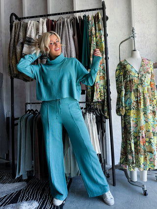 Terry Wide Leg Set (Slate Green)