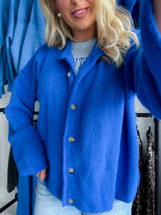 GAME DAY SOFT TOUCH CARDIGAN (ROYAL BLUE)