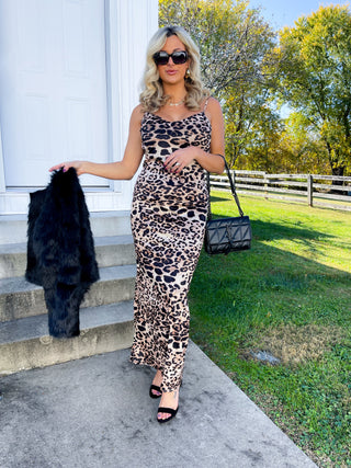 LEOPARD MESH MAXI DRESS