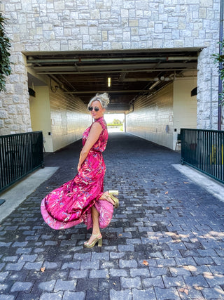 FLORAL PRINT (FUCHSIA) MAXI DRESS