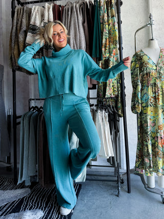 Terry Wide Leg Set (Slate Green)