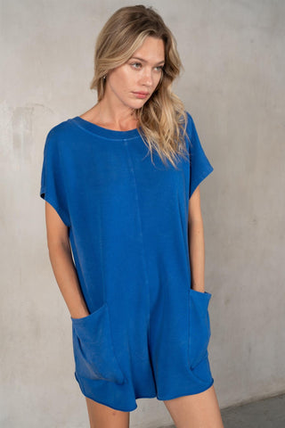 Deep Back V-neck Cotton Modal Romper