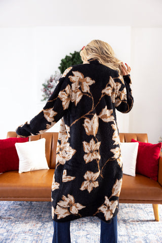 EMORY FLORAL INTARSIA OPEN DUSTER CARDI - SADIE & SAGE