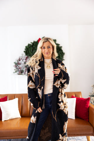 EMORY FLORAL INTARSIA OPEN DUSTER CARDI - SADIE & SAGE
