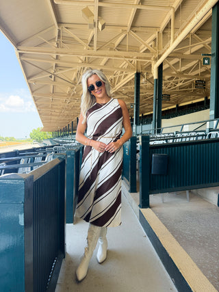 Davina Bias Dress (Chocolate Stripe)