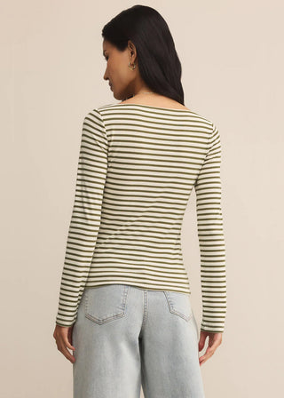 PRISTINE RIB STRIPED TEE (OLIVE) - Z SUPPLY