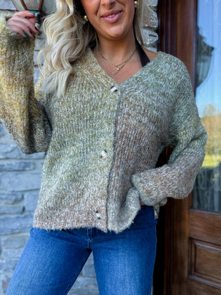 SMILEY OMBRE FUZZY KNIT CARDIGAN - SADIE & SAGE