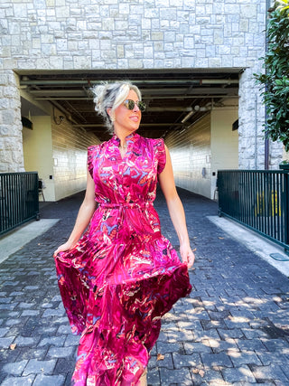 FLORAL PRINT (FUCHSIA) MAXI DRESS