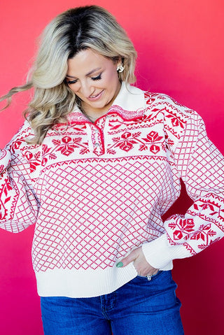 Snowflake Button-Up Winter Sweater