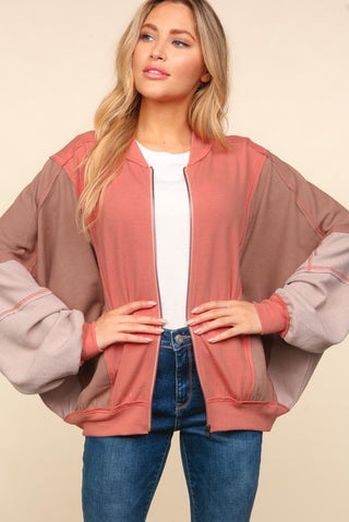 ZIP UP BOMBER JACKET WITH SIDE POCKET