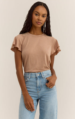 ABBY FLUTTER TEE (PUTICED COFFEE) - Z SUPPLY