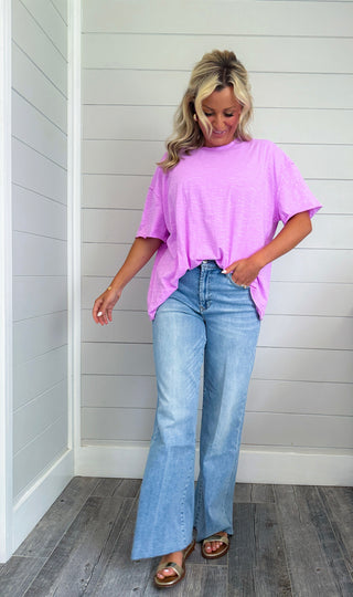 Round Neck Oversized Tee (Orichid)