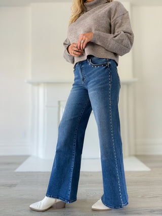 MICAH WIDE LEG JEAN (SLATE) - DEAR JOHN