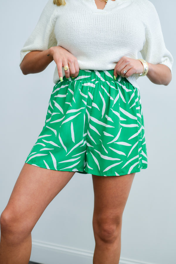 Zebra Vibrant Print Shorts (Green)