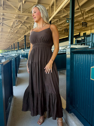Eliana Tiered Dress (Brown)