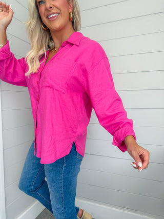 ALFIE LINEN BUTTON UP (ISLAND PINK) - Z SUPPLY