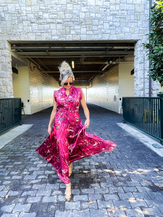 FLORAL PRINT (FUCHSIA) MAXI DRESS