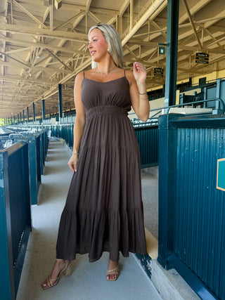 Eliana Tiered Dress (Brown)