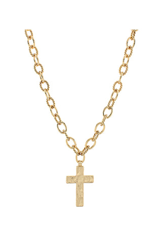 Hammered Cross Necklace