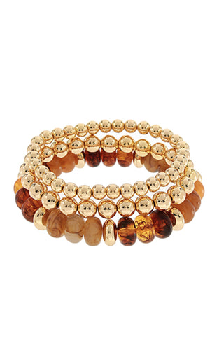 3 Row Marble & CCB Bead Bracelet