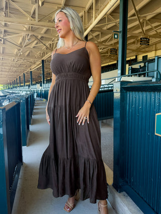 Eliana Tiered Dress (Brown)