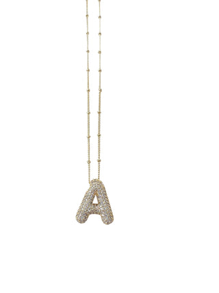 Bubble Pave Initial Necklace - GEMELLI