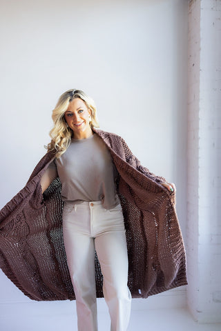 CHUNKY KNIT MAXI CARDIGAN (BROWN)