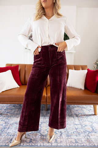 AUDREY WIDE LEG PANT CORDUROY (FIG) - DEAR JOHN