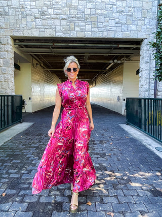 FLORAL PRINT (FUCHSIA) MAXI DRESS