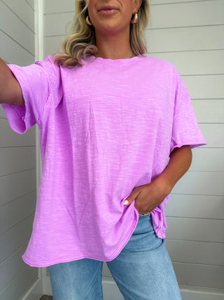 Round Neck Oversized Tee (Orichid)