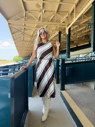 Davina Bias Dress (Chocolate Stripe)