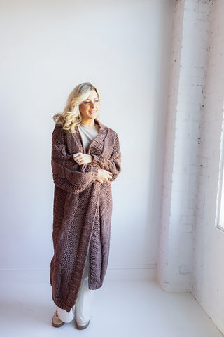 CHUNKY KNIT MAXI CARDIGAN (BROWN)