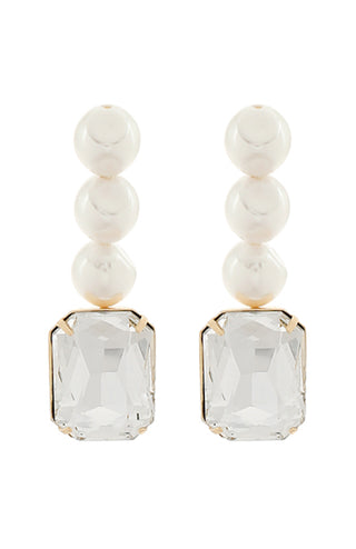 Linear Pearl Stone Earrings