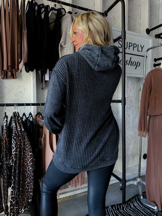 DUALITY WAFFLE KNIT HOODIE (BLACK)
