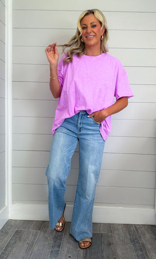 Round Neck Oversized Tee (Orichid)