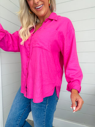 ALFIE LINEN BUTTON UP (ISLAND PINK) - Z SUPPLY