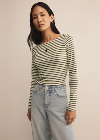 PRISTINE RIB STRIPED TEE (OLIVE) - Z SUPPLY