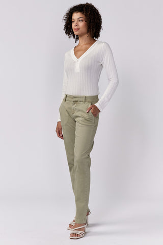 HAMPTON MID RISE TROUSER CUT ANKLE PANTS ABBEY STONE