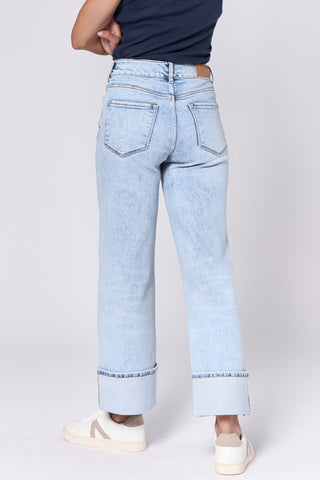 HOLLY HIGH RISE CUFFED HEM STRAIGHT JEANS LAKE SHORE