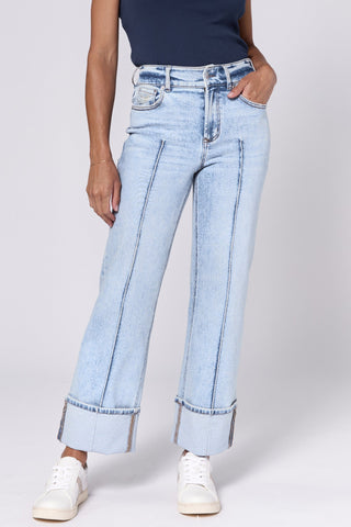 HOLLY HIGH RISE CUFFED HEM STRAIGHT JEANS LAKE SHORE