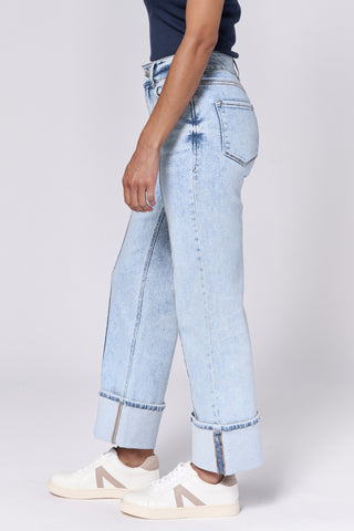 HOLLY HIGH RISE CUFFED HEM STRAIGHT JEANS LAKE SHORE