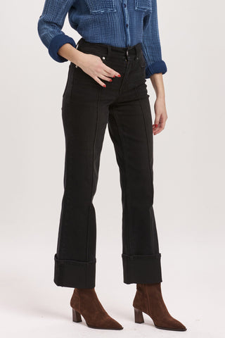 HOLLY SUPER HIGH RISE CUFFED STRAIGHT JEANS JET SET