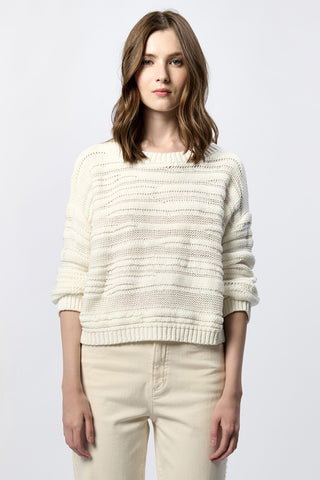 ANNELI RELAXED CREW NECK FIT SWEATER WHITE